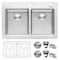 Ruvati 33"x22" Drop-in Topmount Kitchen Sink 16 Gauge SS 50/50 Double Bowl RVM5150 - alternate 1